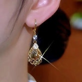 14K Gold-Plated Luxury Zircon Water Drop Gourd Earrings - elegant Gourd Water Drop