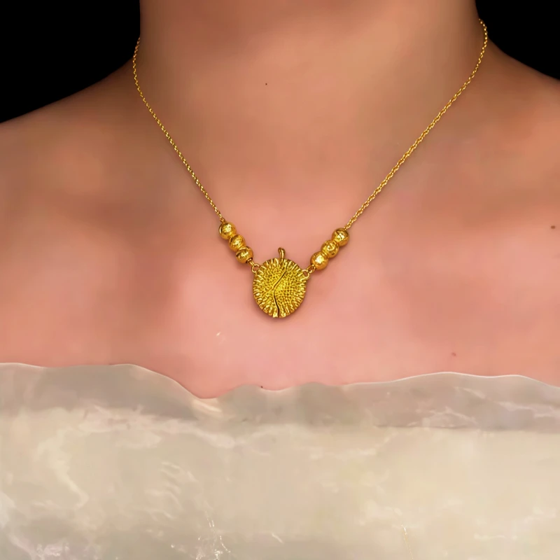 14K Gold-Plated Magnetic Durian Necklace - beautiful Magnetic Durian Necklace