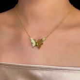 14K Gold-Plated Magnetic Zircon Butterfly Necklace - beautiful Zircon Butterfly Necklace