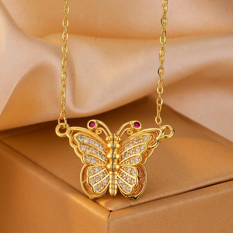 Close-up of the pendant and clasp on the Cute Butterfly Necklace