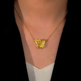 14K Gold-Plated Magnetic Zircon Cute Butterfly Necklace - beautiful Cute Butterfly Necklace
