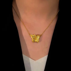14K Gold-Plated Magnetic Zircon Cute Butterfly Necklace - beautiful Cute Butterfly Necklace