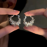 14K Gold-Plated Matte Silver Winding Earrings - elegant Silver Winding Earrings