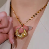 14K Gold-Plated Mesh Ring Necklace - beautiful Mesh Ring Necklace