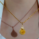 14K Gold-Plated Mesh Rose Pendant Necklace - beautiful Mesh Rose Necklace