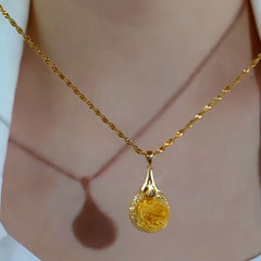 14K Gold-Plated Mesh Rose Pendant Necklace - beautiful Mesh Rose Necklace