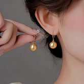 14K Gold-Plated Pearl Pendant Earrings - elegant Pearl Pendant Earrings