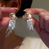 14K Gold-Plated Pearl Zircon Tassel Earrings - elegant Zircon Tassel Earrings