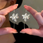14K Gold-Plated Phoenix Iris Flower Threader Earrings - elegant Phoenix Iris Earrings