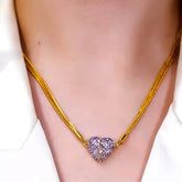14K Gold-Plated Purple Diamond Magnetic Heart Necklaces - beautiful Magnetic Heart Necklaces