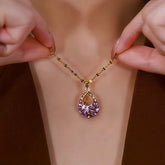14K Gold-Plated Purple Diamond Water Drop Necklace - beautiful Diamond Water Drop