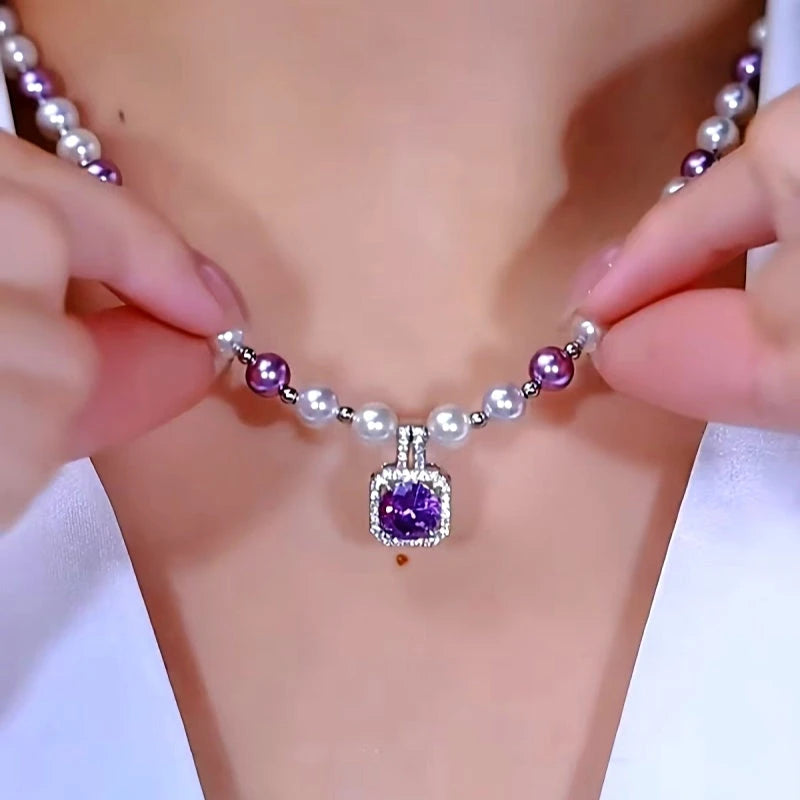 Close-up of the pendant and clasp on the Sugar Cube Necklace