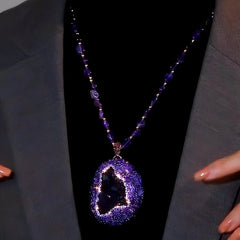 14K Gold-Plated Purple Inlaid Beads Sweater Necklace - beautiful Beads Sweater Necklace