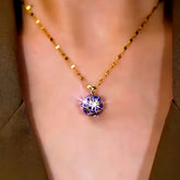 14K Gold-Plated Purple Zircon Diamond Ball Crystal Pendat Necklaces - beautiful Zircon Ball Necklace