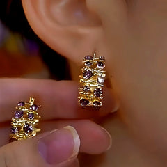 Close-up detail of the sparkling zircons and plating on the Zircon Diamond Hoops