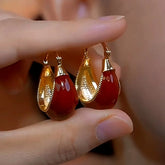 14K Gold-Plated Red Gourd Earrings - elegant Red Gourd Earrings