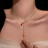 14K Gold-Plated Red Heart Necklace - beautiful Red Heart Necklace