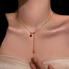 14K Gold-Plated Red Heart Necklace - beautiful Red Heart Necklace