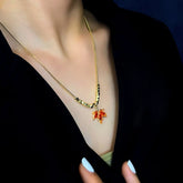 14K Gold-Plated Red Maple Leaf Necklaces - beautiful Maple Leaf Necklace