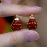 14K Gold-Plated Red Oil Drop Bag Earrings - elegant Red Bag Earrings