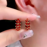 14K Gold-Plated Red Wheat Hoop Earrings - elegant Wheat Hoop Earrings