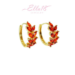 Angled view of the 14K Gold-Plated Red Wheat Hoop Earrings