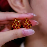 14K Gold-Plated Red Zircon Teardrop Earrings - elegant Red Teardrop Earrings