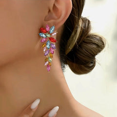 14K Gold-Plated Rhinestonen Wheat Tassel Earrings - elegant Wheat Tassel Earrings