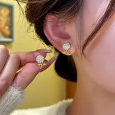 14K Gold-Plated Rice Bead Flower Earrings - elegant Bead Flower Earrings