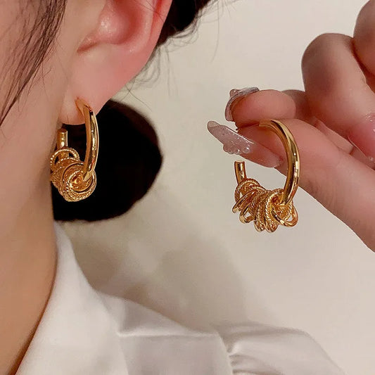 14K Gold-Plated Ring Hoop Earrings - elegant Gold Hoop Earrings