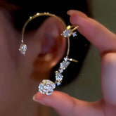 14K Gold-Plated Rose Leaf Ear Cuffs ( 1 pair ) - elegant Leaf Ear Cuffs