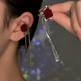 14K Gold-Plated Rose Tassel Ear Cuffs ( 1 Pair ) - elegant Tassel Ear Cuffs