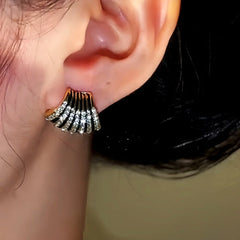 Close-up detail of the sparkling zircons and plating on the Black Diamond Studs