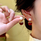14K Gold-Plated Shell Shadow Pearl Earrings - elegant Shell Pearl Earrings