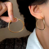 14K Gold-Plated Simple Curvy Hoop Earrings - elegant Curvy Hoop Earrings