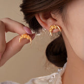 14K Gold-Plated Sleep Tight Flower Moon Stud Earrings - elegant Flower Moon Stud Earrings
