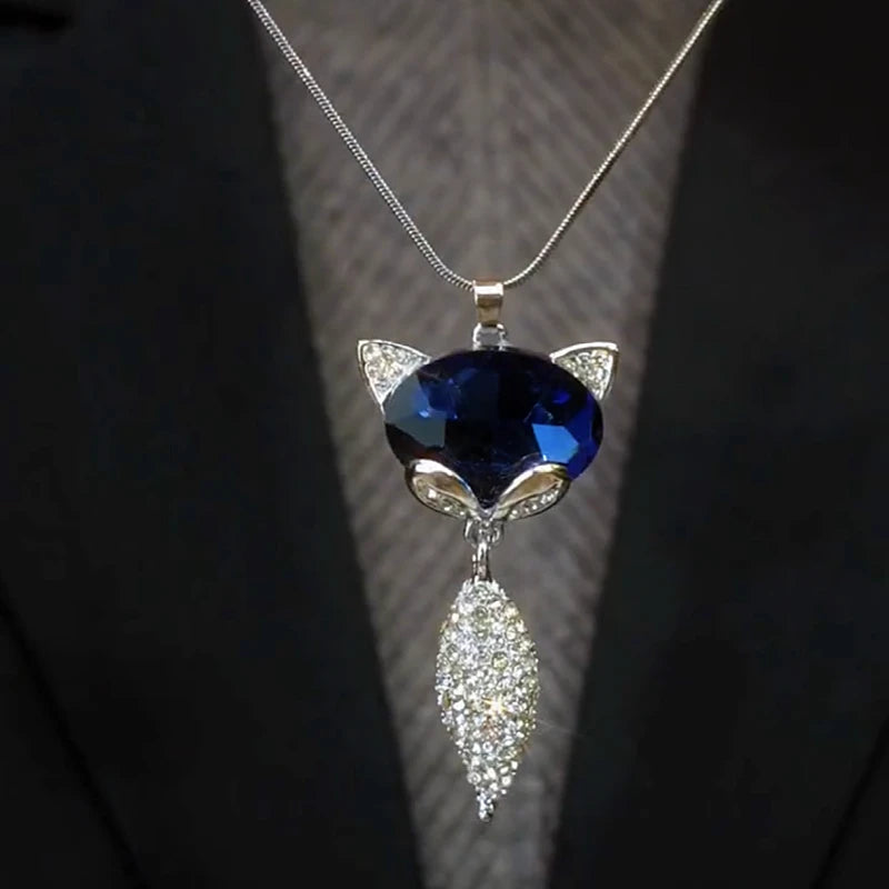 Detailed view of the 14K Gold-Plated Smart Fox Necklace chain and pendant