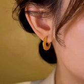 14K Gold-Plated Smooth Flat Hoop Earrings - elegant Flat Hoop Earrings