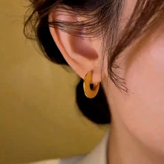 14K Gold-Plated Smooth Flat Hoop Earrings - elegant Flat Hoop Earrings