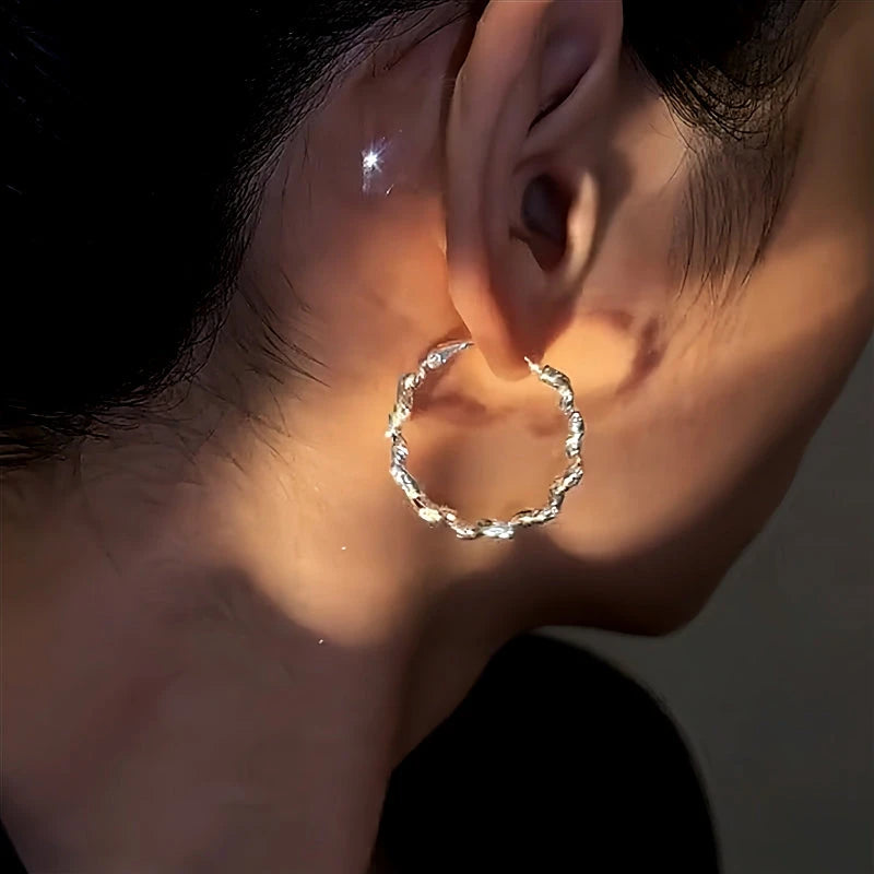 14K Gold-Plated Sparkling Diamond Hoop Earrings - elegant Diamond Hoop Earrings