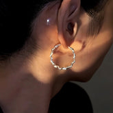 14K Gold-Plated Sparkling Diamond Hoop Earrings - elegant Diamond Hoop Earrings