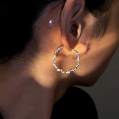 14K Gold-Plated Sparkling Diamond Hoop Earrings - elegant Diamond Hoop Earrings