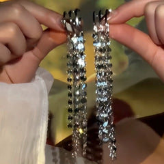 Close-up detail of the sparkling zircons and plating on the Tassel Ear Cuffs