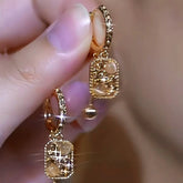 14K Gold-Plated Square Cat's Eye Earrings - elegant Cat's Eye Earrings