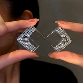 14K Gold-Plated Square Diamond Earrings - elegant Square Diamond Earrings