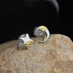 Close-up detail of the sparkling zircons and plating on the Star Stud Earrings