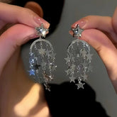 14K Gold-Plated Star Tassel Earrings - elegant Star Tassel Earrings