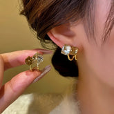 14K Gold-Plated Sugar Cube Crystal Stitching Earrings - elegant Crystal Stitching Earrings