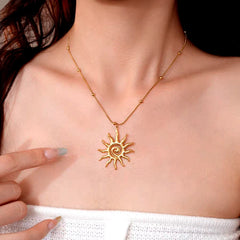 14K Gold-Plated Sun Pendant Necklace - beautiful Sun Pendant Necklace