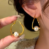 14K Gold-Plated Temperamental Irregular Twisted Pearl Earrings - elegant Twisted Pearl Earrings